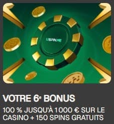 Uspin Casino bonus sixième dépôt